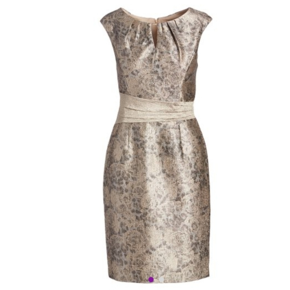 Gold Leopard Keyhole Sheath Dress - Picture 4 of 6